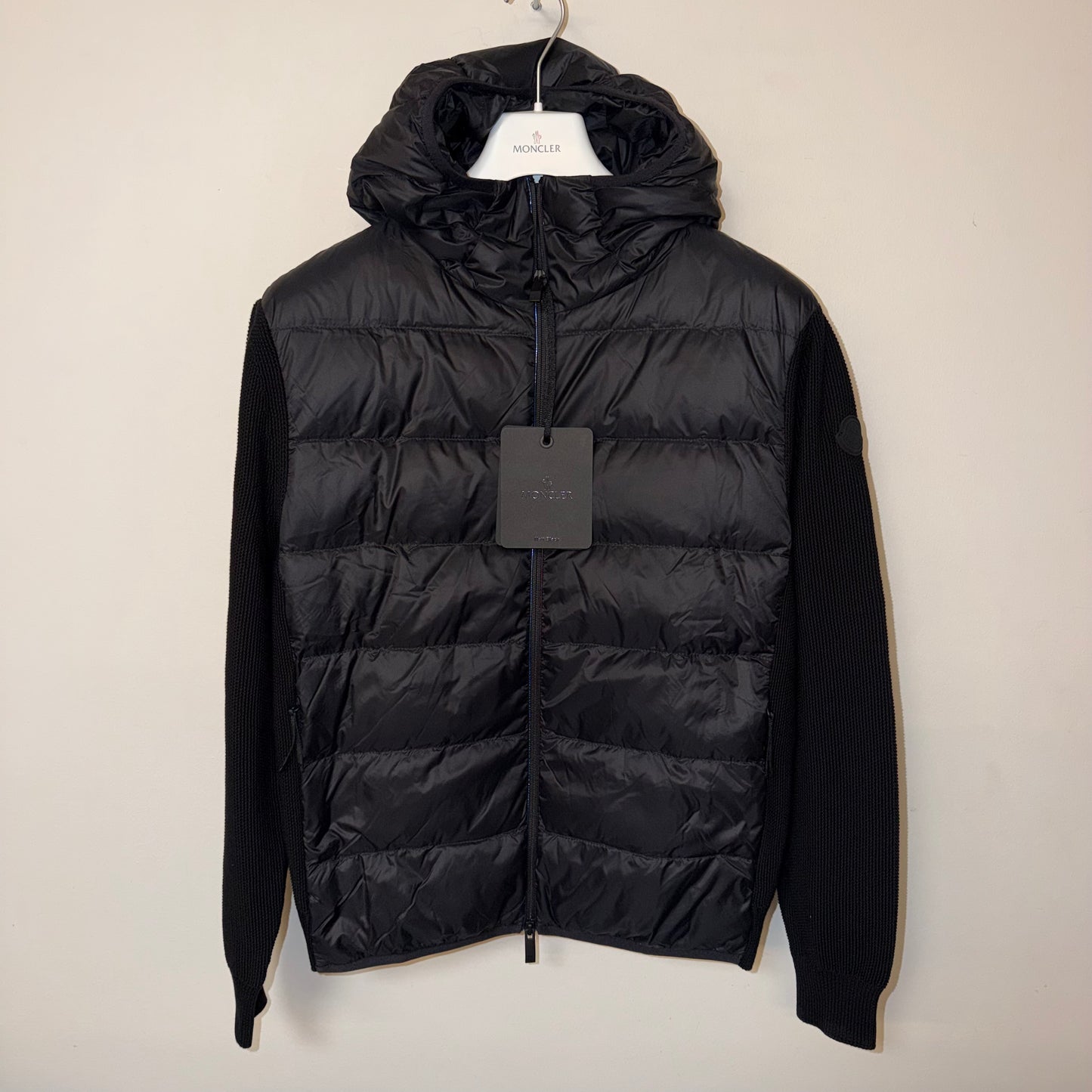 Moncler Matt Black Padded Hooded Cardigan Black - Size M