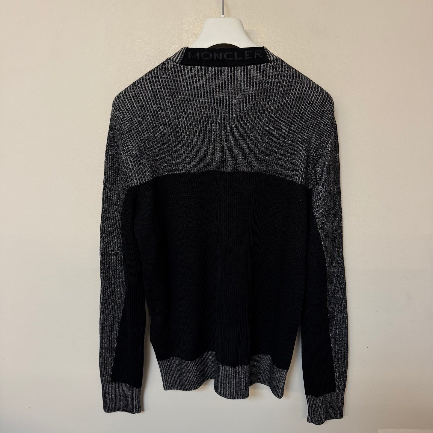 Moncler Matt Black Two-Tone Ribbed Sweater Grey/Black - Sizes S, L, XL & XXXL