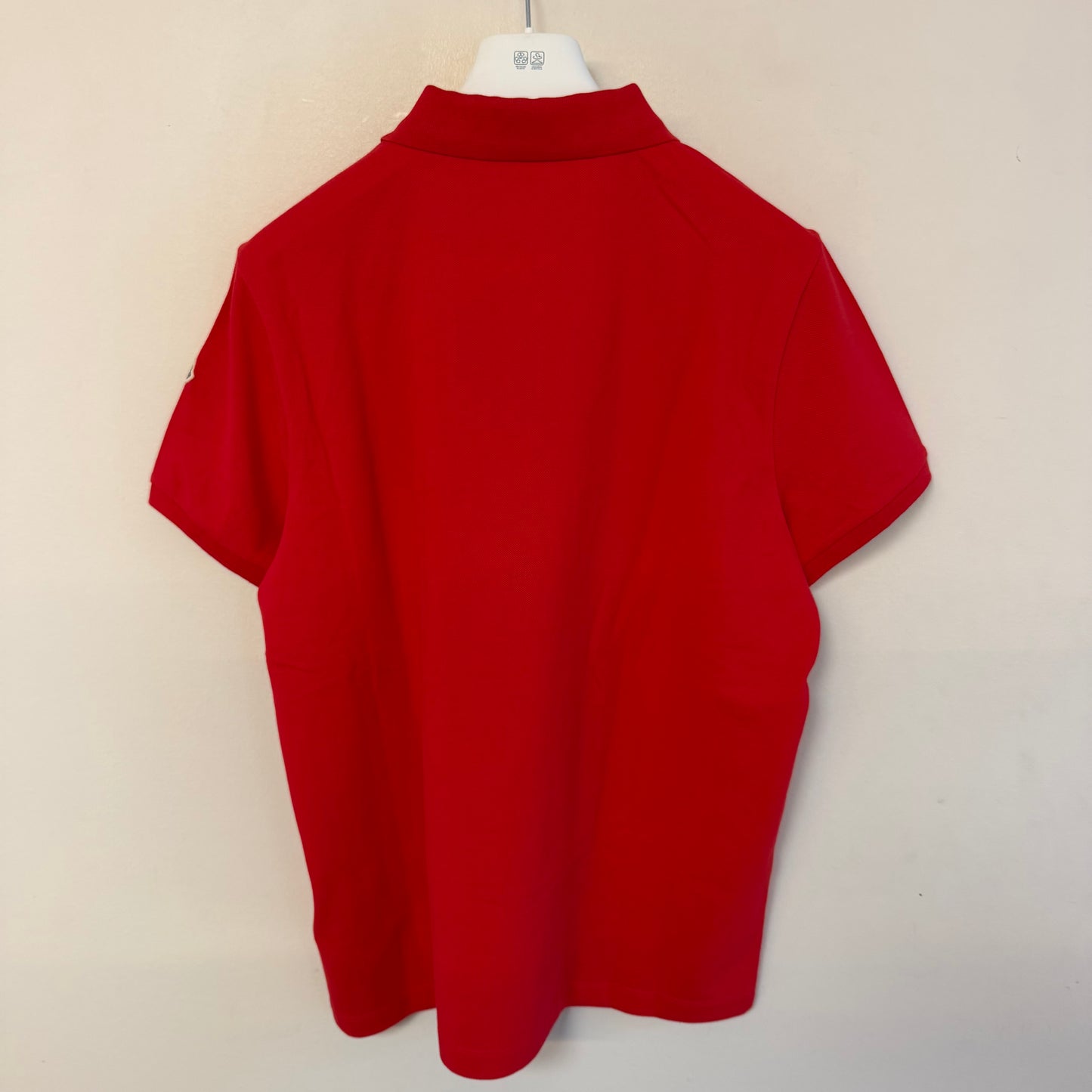 Moncler Mens Polo Shirt Red Logo Collar - Size XXL