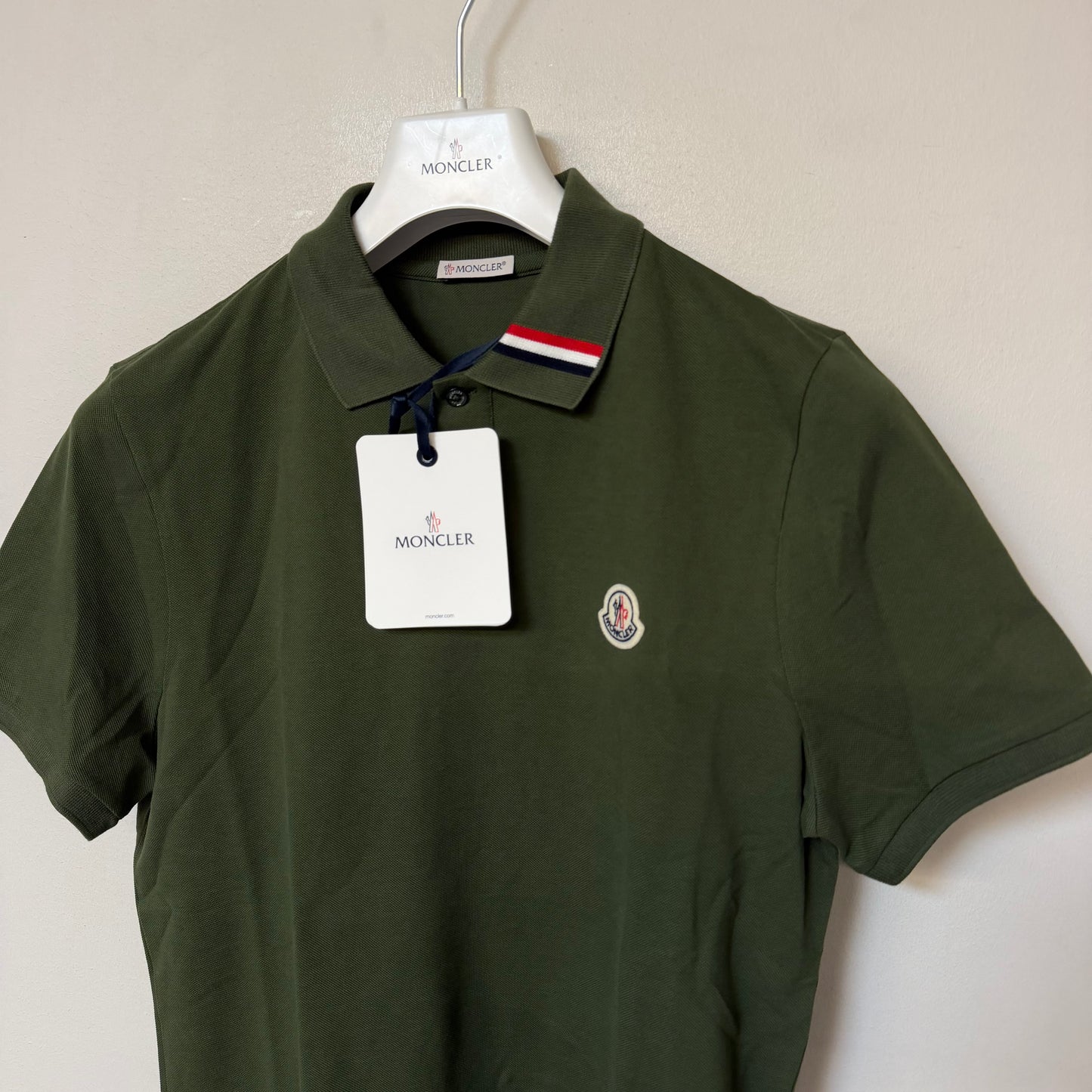 Moncler Mens Polo Shirt Khaki Green - Size S