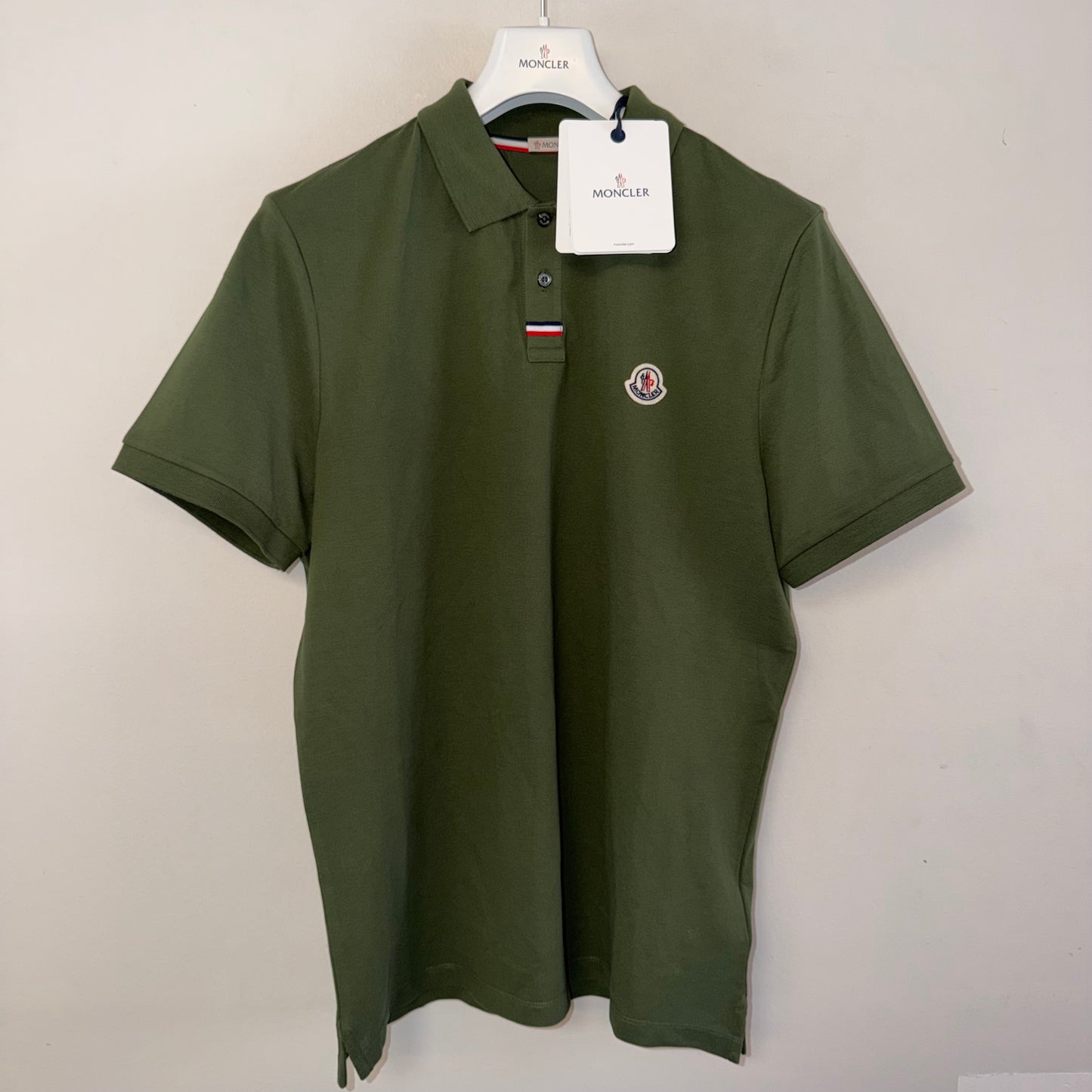 Moncler Mens Polo Shirt Khaki Green - Size XL