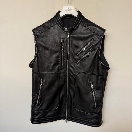 Moncler Raoul Leather Windbreaker/ Gilet - Size 4