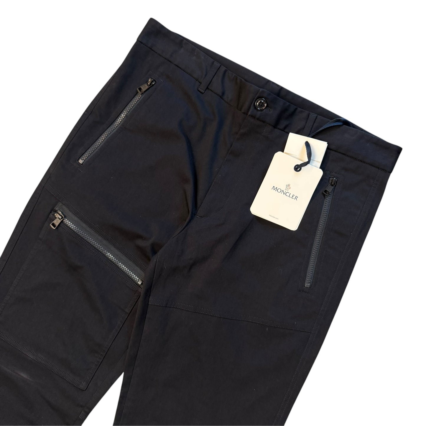 Moncler Zip Pocket Cotton Trousers Black - Size 50