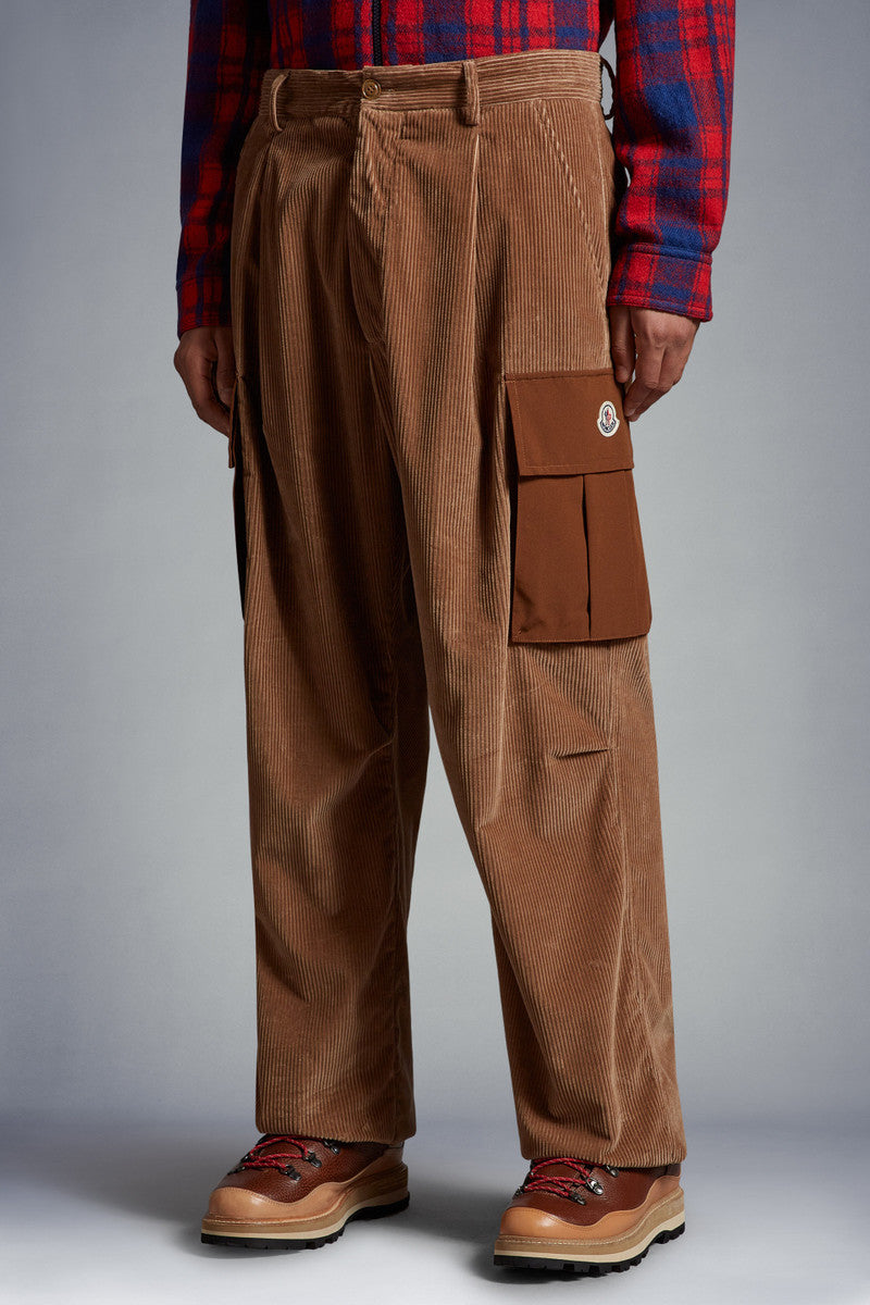 Moncler Corduroy Cargo Trousers Brown - Size 48